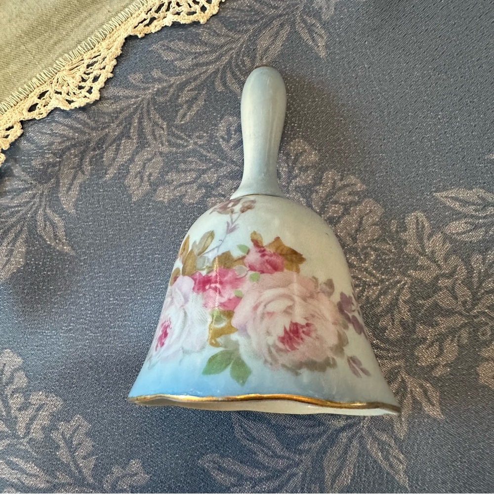 Nipoon Floral Blue and Gold Decorative Ceramic Bell - Picture 9 of 10